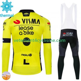 Homme Tenue Cycliste Manches Longues et Collant à Bretelles Hiver Thermal Fleece Visma Lease A Bike 2024